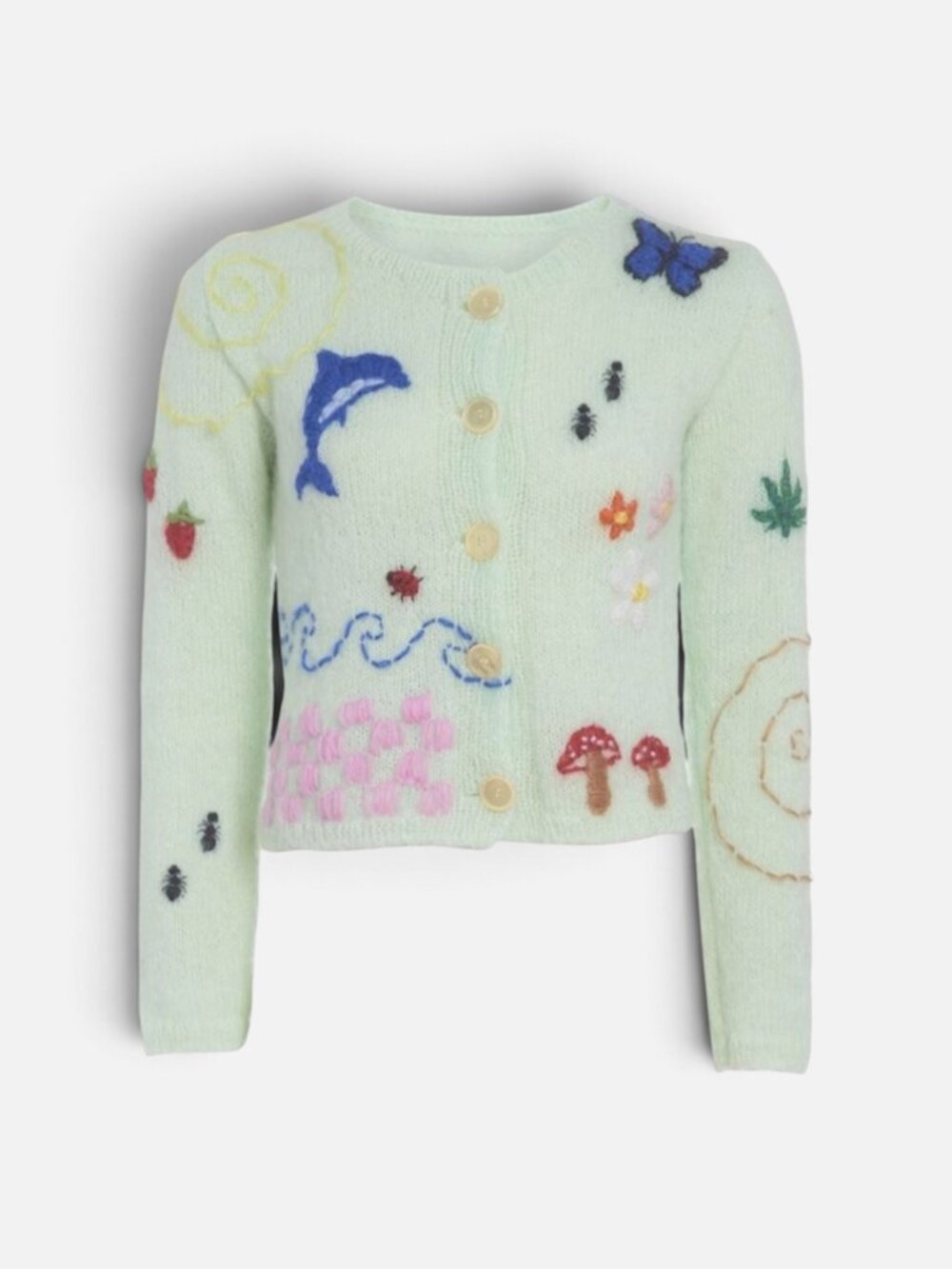 Lirika Matoshi Embroidered Patches Cardigan Sweater